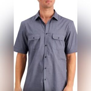 Alfani Warren shirt, Men’s Short Sleeve Sz L, grey-blue